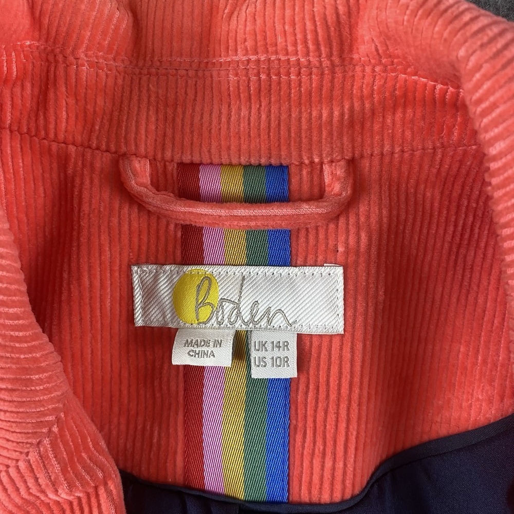 Boden Corduroy Blazer Jacket Women US 10R Pink Coral Cotton Stretch - Picture 3 of 12